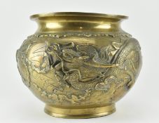LARGE 19TH CENTURY BRASS DRAGON AND PHOENIX CENSER 黄铜龙凤香炉