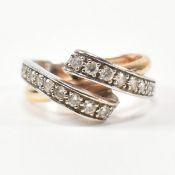 14CT WHITE & ROSE GOLD & CZ TWIST RING