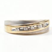 HALLMARKED 9CT GOLD & DIAMOND TWO TONE BAND RING