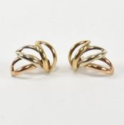 PAIR OF HALLMARKED 9CT GOLD THREE TONE WREATH EARRINGS