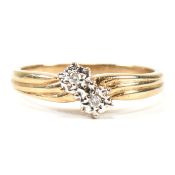 HALLMARKED 9CT GOLD & DIAMOND CROSSOVER RING