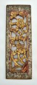 CHINESE BAS RELIEF CARVED WOODEN AND GILDED WALL PLAQUE