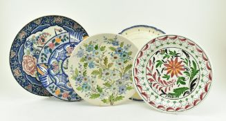 COLLECTION OF FIVE LARGE DECORATIVE CERAMIC WALL CHARGERS