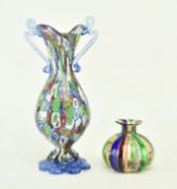 TWO MID CENTURY ITALIAN MULTI COLOURED GLASS VASES