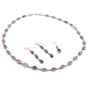 SILVER & AMETHYST NECKLACE & EARRINGS