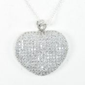 SILVER & CZ HEART PENDANT NECKLACE
