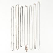 COLLECTION OF SILVER CHAINS & EGYPTIAN PENDANT NECKLACE