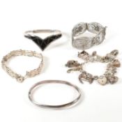 COLLECTION OF SILVER BRACELETS & BANGLES