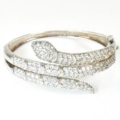 SILVER & GEM SET COILED SNAKE HINGED BANGLE