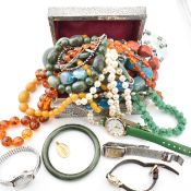 COLLECTION OF COSTUME JEWELLERY & WRISTWATCHES
