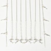 COLLECTION OF SILVER BRACELETS WITH DOLPHIN & CORNICELLO CHARMS