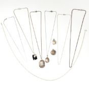 COLLECTION OF SILVER NECKLACES & PENDANTS