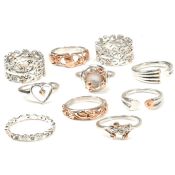 COLLECTION OF CLOGAU SILVER & WELSH ROSE GOLD RINGS