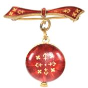MAPPIN & WEBB GUILLOCHE ENAMEL WATCH BROOCH PIN