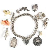 HALLMARKED SILVER CHARM BRACELET & ASSORTED CHARMS