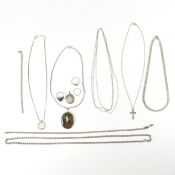 COLLECTION OF SILVER & WHITE TONE METAL JEWELLERY