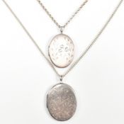 TWO 1970S HALLMARKED SILVER LOCKET PENDANT NECKLACES