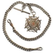 HALLMARKED SILVER WATCH CHAIN & FOB