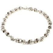 WHITE METAL ROUNDEL FANCY LINK CHOKER NECKLACE