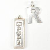 HALLMARKED SILVER INGOT PENDANT & INITIAL NECKLACE PENDANT
