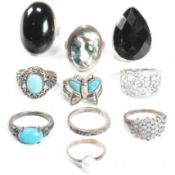COLLECTION OF 925 SILVER & GEM SET RINGS