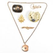 COLLECTION OF ROLLED GOLD & YELLOW TONE METAL JEWELLERY