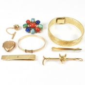 COLLECTION OF ROLLED GOLD & YELLOW TONE METAL JEWELLERY