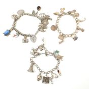 TWO SILVER CHARM BRACELETS & AF CHARM BRACELET