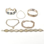 COLLECTION OF SILVER BRACELETS & BANGLE