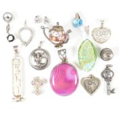 ASSORTED SILVER NECKLACE PENDANTS & CHARMS