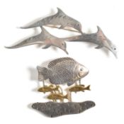 SILVER TRIPLE DOLPHIN BROOCH & SILVER FISH BROOCH PIN