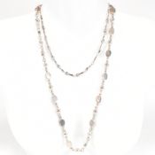 TWO SILVER FANCY LINK CHAIN NECKLACES