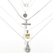 COLLECTION OF 925 SILVER PENDANT & GEM SET NECKLACES