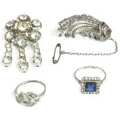 COLLECTION OF SILVER & WHITE METAL GEM SET JEWELLERY