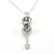 SILVER & CZ CAT PENDANT NECKLACE