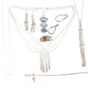COLLECTION OF SILVER & WHITE METAL TONE JEWELLERY