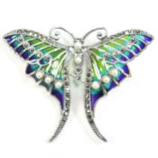 SILVER & PLIQUE-A-JOUR BUTTERFLY BROOCH PIN