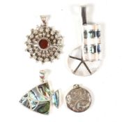 COLLECTION OF SILVER & GEM SET NECKLACE PENDANTS