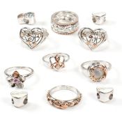 COLLECTION OF CLOGAU SILVER & WELSH ROSE GOLD RINGS & CHARMS