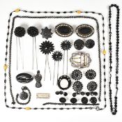 COLLECTION OF ANTIQUE & VINTAGE MOURNING JEWELLERY