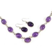 SILVER & AMETHYST NECKLACE & EARRING SUITE