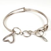 SILVER CHOKER NECKLACE WITH HEART & SPIKE PENDANTS