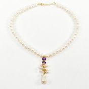 FRESHWATER PEARL & AMETHYST PENDANT NECKLACE