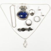 COLLECTION OF SILVER & WHITE METAL JEWELLERY