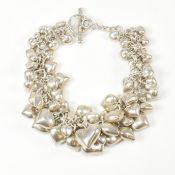 SILVER HEART CHARM BRACELET WITH TOGGLE CLASP