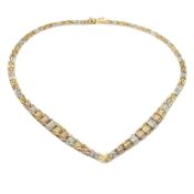 SILVER TRI-COLOUR V NECKLACE