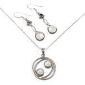 SILVER & MOONSTONE PENDANT NECKLACE & EARRING SUITE