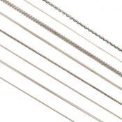 EIGHT SILVER CHAIN NECKLACES