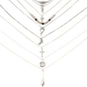 COLLECTION OF SILVER & GEM SET PENDANT NECKLACES