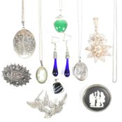 COLLECTION OF SILVER & WHITE METAL JEWELLERY